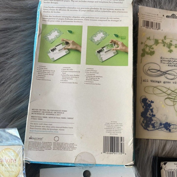 Martha Stewart STAMP AROUND THE PAGE Set Craft Bundle Clear Block Stamp Pad Art - Picture 12 of 12